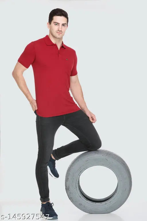 White Moon Men's Cotton Polo Neck Half Sleeve T-Shirts (Pack of 3), solid color, versatile for sports, gym, yoga, and casual wear