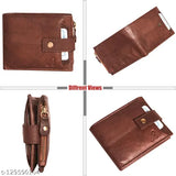 Antique brown genuine leather RFID wallet, 12 card slots, compact dimensions, ideal for men's everyday essentials