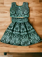 Embroidered velvet lehenga choli set for baby girls and girls, satin blend fabric with comfortable fit and stylish design, Indian traditional dress for weddings and special occasions