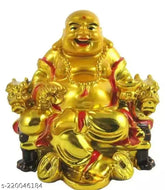 Laughing Buddha poly resin figurine, sitting on chair for prosperity & wealth, Indian Feng Shui showpiece, 14 cm x 5 cm x 7 cm