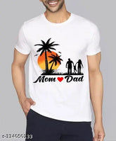 Polyester Mom Dad beach t-shirt, printed with vibrant graphic design for boys and men. Available in S, M, L, XL, XXL sizes. Made in India
