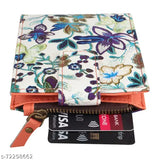 Faux leather wallet, printed net design, 6 card slots, zipper pocket, India origin