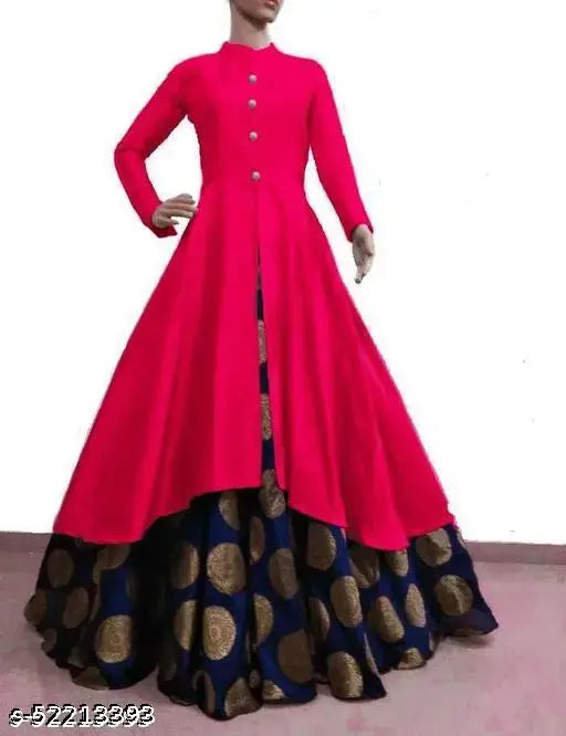 Silk printed net long-sleeved Urbane gown for women, M-XXXL, made in India