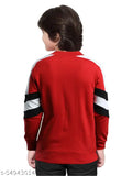 Red and black colorblock boys full sleeve round neck cotton jacket, ideal for casual wear in various sizes from 8-9 years to 15-16 years. Made in India