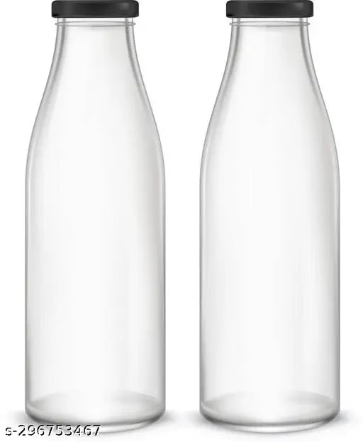 Transparent glass milk bottle, reusable, 500ml x 2 (fridge-friendly, eco-friendly, avoids plastic waste)