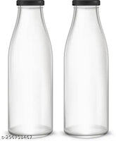Transparent glass milk bottle, reusable, 500ml x 2 (fridge-friendly, eco-friendly, avoids plastic waste)