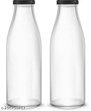 Transparent glass milk bottle, reusable, 500ml x 2 (fridge-friendly, eco-friendly, avoids plastic waste)