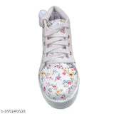 White EVA PVC embellished shoe for kids, close-up view of 4-4.5 years size