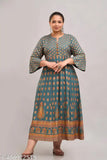 Multicolor rayon plus size maxi gown/kurti with printed design, India-origin fashion wear