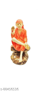 Marble Sai Baba murti, 9.5 cm handicraft & artifact showpiece, Indian origin, decorative idol for car or home