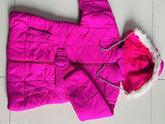 Baby pink chiffon self-design net jacket for girls, long sleeves with belt, sizes 9-12 Months to 9 Years, Indian origin