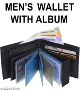 Leather album-style men's wallet, faux leather with 5 compartments, perfect for travel or formal occasions, India-made