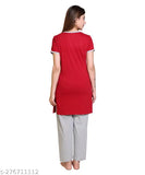 EMAX summer casual cotton blend nightwear, printed round neck half sleeve night suit set for women's - soft, comfortable pyjamas in vibrant print