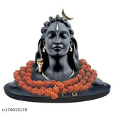 Black resin Adi Shankara Adiyogi Ji statue with Rudraksha mala, perfect home or office decor and car dash board pooja gift