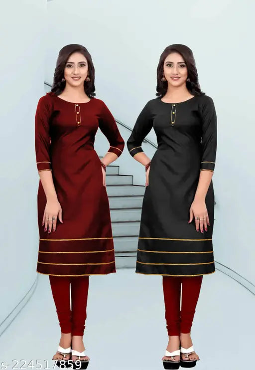 Multicolor Rayon Fusion Kurta with Three-Quarter Sleeves, ideal for casual or special occasions. Brand: Layri, A-line fit, stitched ready to wear