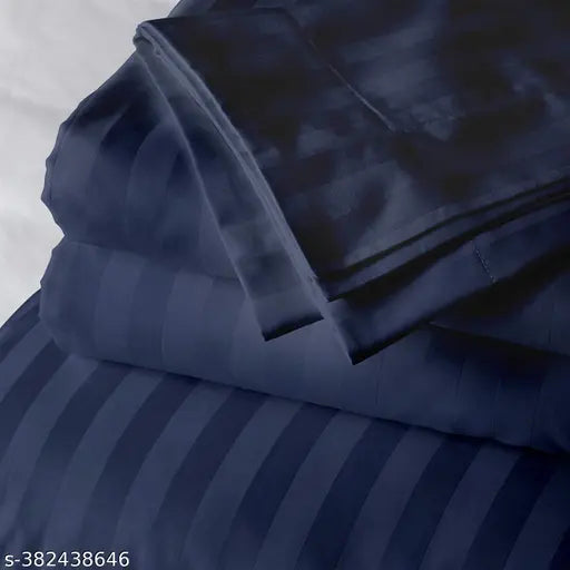 KFH Handloom Premium Striped Satin Cotton Bedsheet & Pillow Covers, King Size, Summer-friendly, Breathable, Soft, Indian Craftsmanship