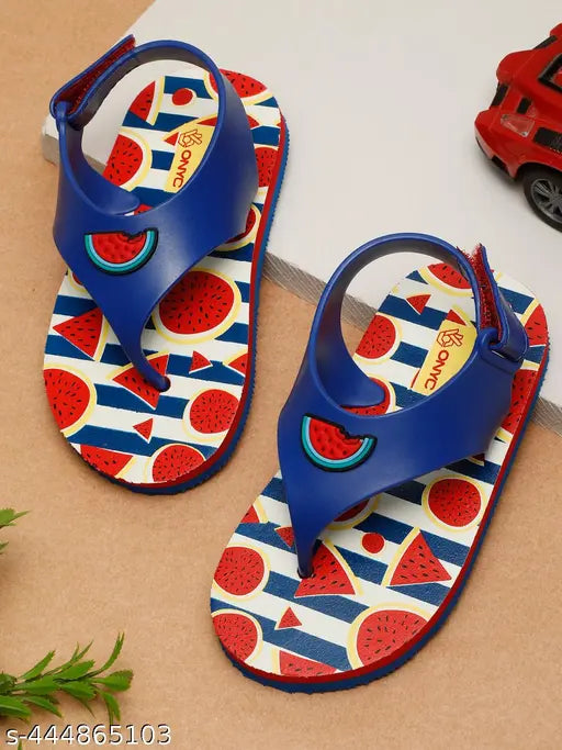 Navy Blue Premium Watermelon Jellies Flipflops for Boys - PVC sole, adjustable back strap, Velcro fastening, trendy design, casual style, perfect fit, boys shoe collection, beach ready, summer essentials