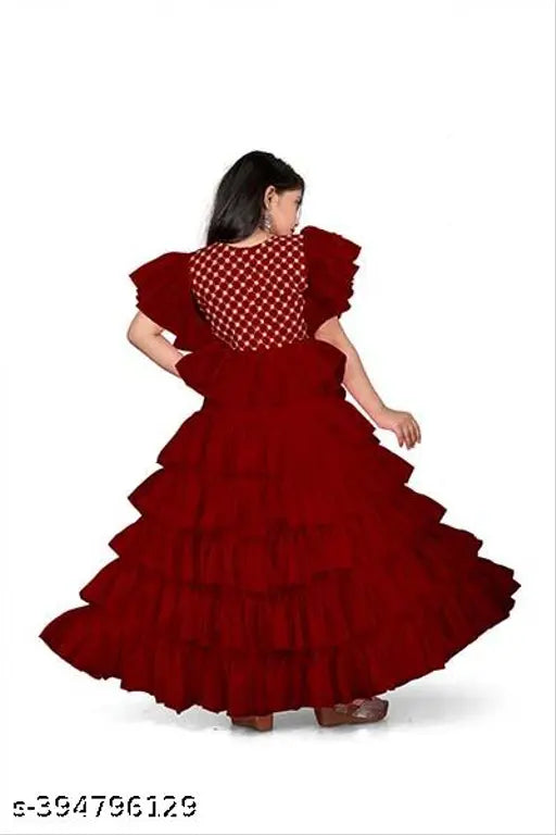 Fifteen Creation net kids gown, short sleeves printed, perfect for formal events. Size 5-16 years, made in India