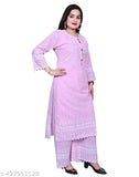 Embroidered Cotton Blend Kurta and Palazzo Set, Lakhnawi Chikankaari style, women's traditional wear, high-quality cotton, India