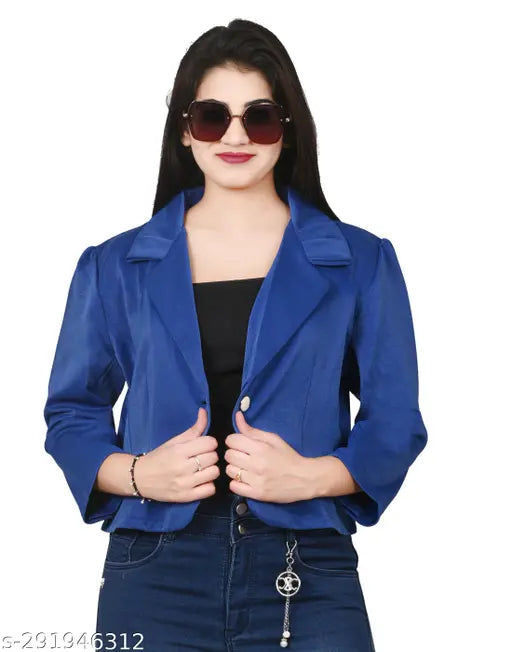 Solid polyester three-quarter sleeve girls' coat, 11-14 years, India origin