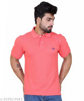 Ogarti cotton solid men's printed t-shirt, short sleeves, half collar, casual wear from India