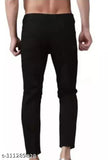 Cotton blend ripped knee-slit black jeans for men, ideal for casual wear