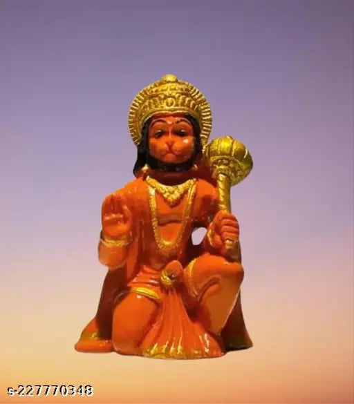 Polyresin Orange Hanuman Ji statue, 3-inch small size Hanuman idol for home pooja or gift, from India