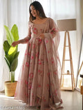 Georgette digital print gown with dupatta, traditional Indian fashion in S-XXL sizes