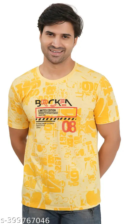 Cotton blend Shaun Men t-shirt, short sleeves, printed net design - trendy Indian fashion statement