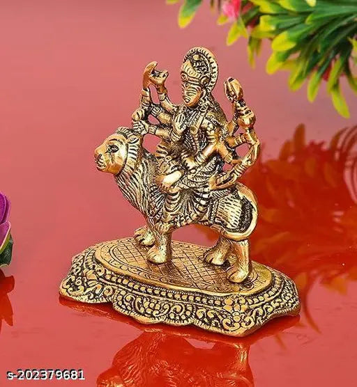 Durga Maa brass Hindu goddess statue, 8.5cm x 12.5cm x 4.5cm from India for Pooja idols & figurines