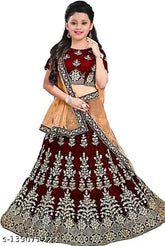 Multi-colored taffeta satin lehenga choli with net dupatta, intricate semi-stitching, three-quarter sleeves. Traditional yet versatile Indian partywear