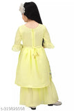 Chiffon embellished net Girls' churidar set for birthday, anniversary, wedding, festivals - 3/4 sleeves, India origin