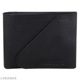 Faux leather black men's wallet with 2 compartments, sleek design, and matte finish