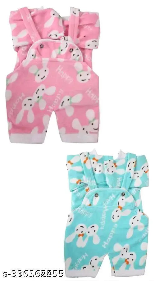 Woolen baby set for boys & girls, trendy winter wear with printed net design (0-3 months, pack of 2)