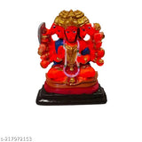 Red resin Hanuman idol sitting, Panchmukhi Hanuman Ji and Bajrangbali Ki Murti, India origin