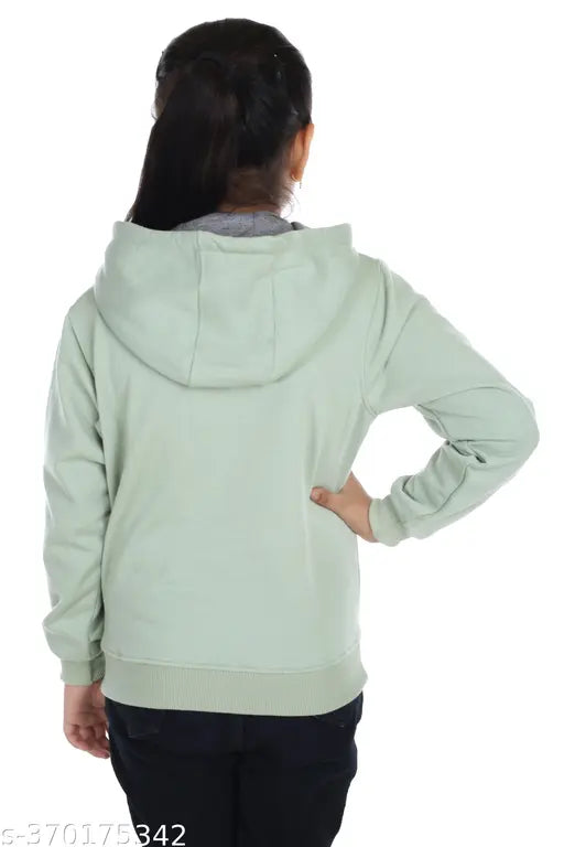 Printed polycotton hoodie sweatshirt for girls, long sleeves in multiple sizes (3-4yrs to 10-11yrs) made in India