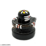 Ceramic Shivling statue for car dashboard, office decor; 1.5cm x 1.5cm x 2.5cm Indian-crafted black & colorful figurine