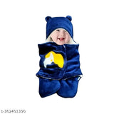 Navy unicorn print cotton-microfiber sherpa swaddle, 3in1 hooded baby blanket for newborns 0-6 months, travel-friendly and multipurpose