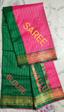 Banarsi Silk Mini Check Paithani Saree with contrast color anchal, soft cotton silk blend fabric, Zari woven net pattern. Handcrafted by skilled weavers in India