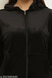 Black velvet truck suit by M.A FASHION, long-sleeved women's bottom wear for nighttime or casual occasions, made in India
