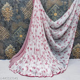 Georgette printed saree in single free size, Indian fashion with solid net blouse