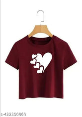 5 heart-printed lycra crop top & t-shirt for women and girls, India