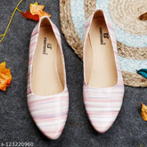 Women's/Girls striped patent leather ballet flats - comfortable, stylish footwear for casual outfits