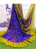 Trending chiffon brasso saree, semi-stitched blouse, printed net, free size, India