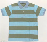 Striped net cotton half sleeve polo t-shirt, coldplay design for men (M-XXXL)
