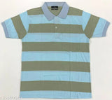 Striped net cotton short sleeve Coldplay polo t-shirt, size M (chest 20in, length 26in), India origin
