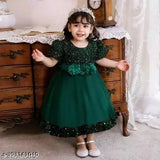 Short sleeved solid net Baby Girls Frock from India