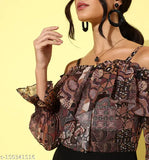 Multicolor animal print polyester off-shoulder jumpsuit, long sleeves, printed net pattern on women's abstract style. Made in India." (118 characters)