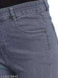 Grey denim straight-fit jeans with applique detail, high rise and ankle length, by M MODDY