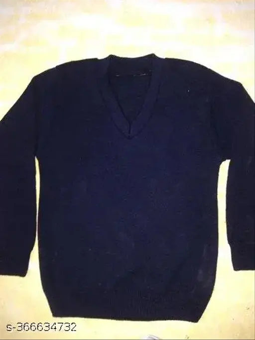 Blue wool school uniform sweater, solid navy design for kids aged 3-8 years, ideal for educational settings